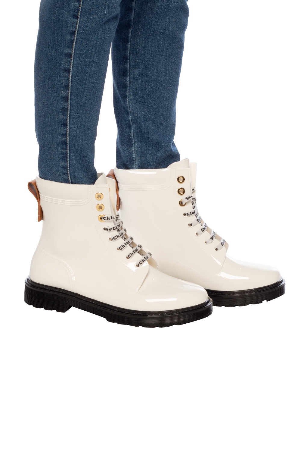 see by chloe lace up rain boots